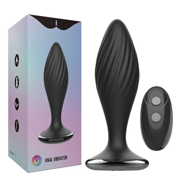 Plug anal vibratório longo com controle remoto em silicone, 10 modos de vibração e recarga USB