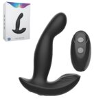 Vibrador de próstata com movimento dedilhar em silicone, controle remoto e recarga USB com 10 modos de vibração