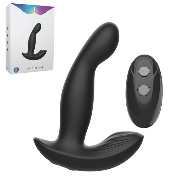 Vibrador de próstata com movimento dedilhar em silicone, controle remoto e recarga USB com 10 modos de vibração