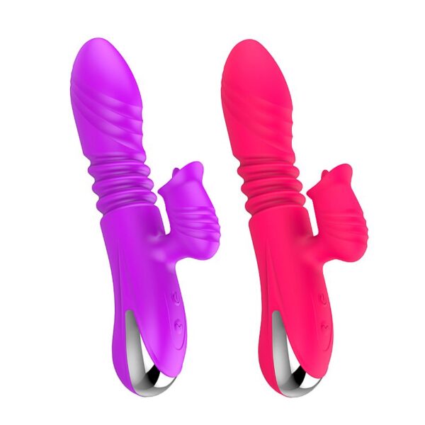 Vibrador de ponto G e clitóris com movimento vai e vem estimulador de língua e aquecimento