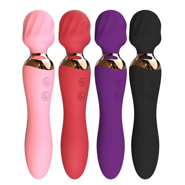 Vibrador varinha mágica Sagan flexível silicone dupla vibração aquecimento USB 23,2cm