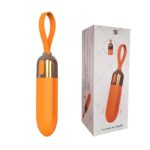 Vibrador bullet com alça extensora em silicone laranja 10 modos recarregável USB 18cm