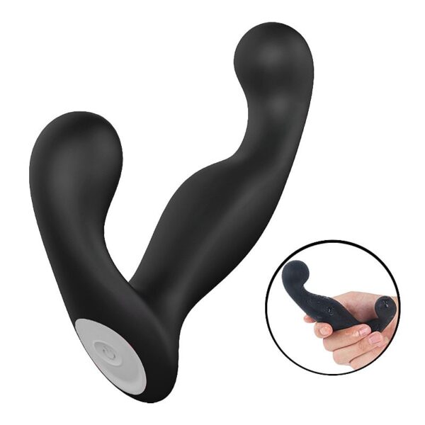 Vibrador de próstata S-Hande Jelly flexível preto com dupla vibração 9 modos silicone recarregável USB
