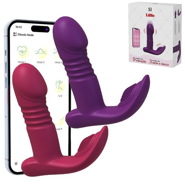 Vibrador de ponto G e clitóris Lillie com bluetooth vai e vem controle por aplicativo silicone recarregável USB