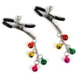 Grampos de mamilos com 4 sinos guizo colorido presilha ajustável protetor de borracha metal fetiche