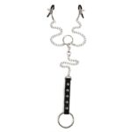 Grampos para seios com corrente interligada presilhas ajustáveis protetor de borracha metal ABS fetiche