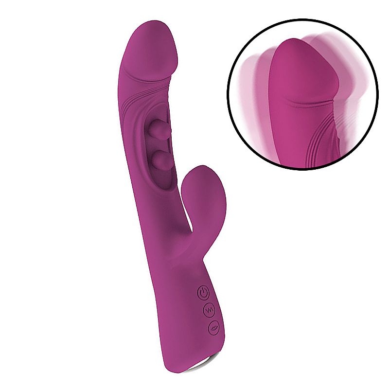 Vibrador de ponto G e clitóris Chiara efeito dedilhar realista 2 motores 17 modos silicone recarregável USB 24,5cm