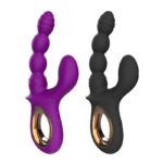 Vibrador de ponto G e clitóris escalonado com relevo anatômico 12 modos silicone ABS recarregável USB 22,5cm resistente à água