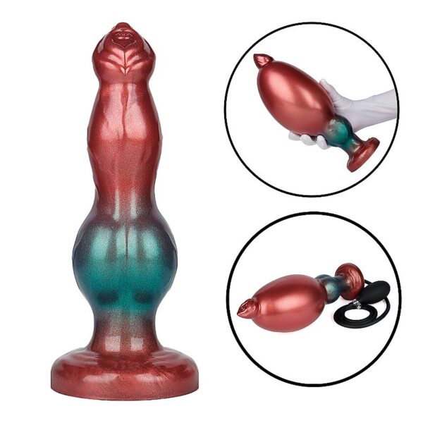 Plug anal inflável de silicone com pêra de bombeamento expansor escalonado 18,5cm largura 6,0cm inflado 10,2cm resistente à água
