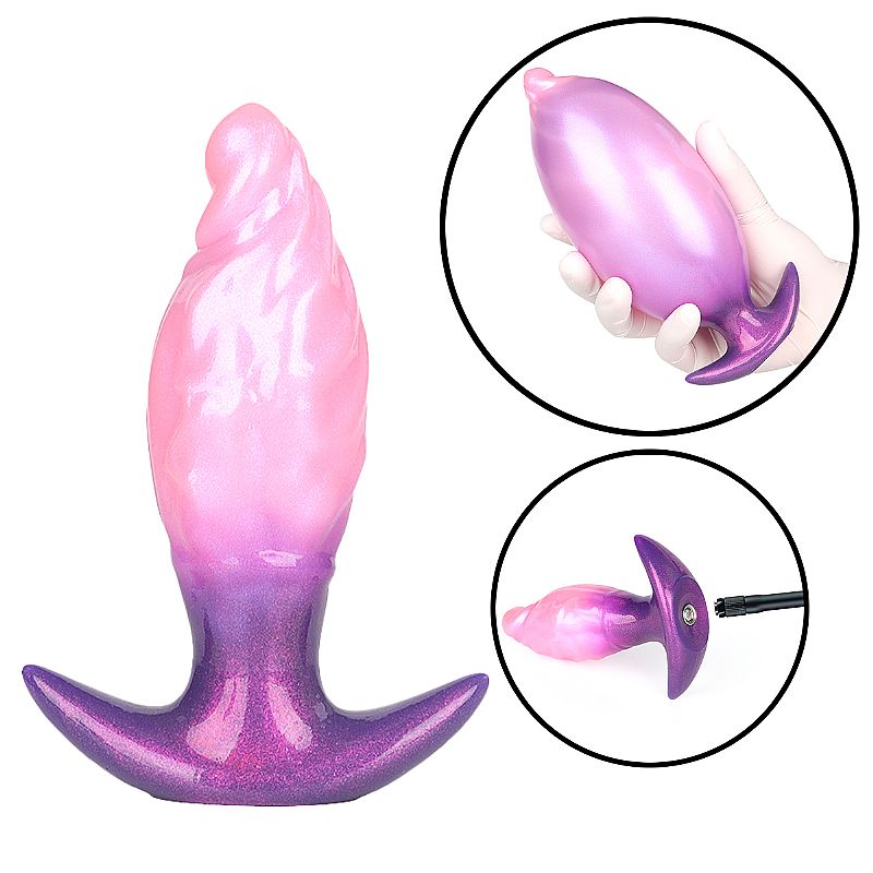 Plug anal inflável de silicone com pêra de bombeamento expansor anatômico 10,7cm inflado 12,2cm largura 8,3cm resistente à água