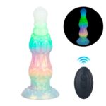 Plug anal alien vibratório fluorescente com controle remoto 10 modos silicone ABS cônico progressivo 24,4cm feito à mão