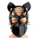 Máscara com Spikes Metálicos Fantasia Fetiche Meia-Face Preto - Imagem 2