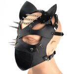 Máscara com Spikes Metálicos Fantasia Fetiche Meia-Face Preto - Imagem 3