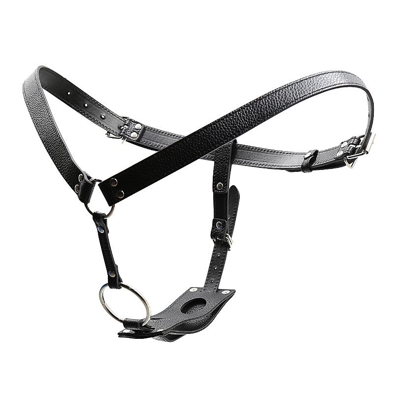 Cinta strap-on harness em couro sintético PU com anel de silicone ajustável 5cm cintura 48-91cm metal penetração anal vaginal