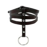 Coleira Choker BDSM em Couro Sintético com 3 Tiras Ajustáveis - Imagem 3