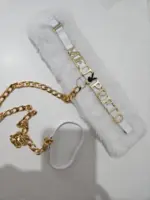 Coleira Choker BDSM de Pelúcia Branca Personalizável - Imagem 3