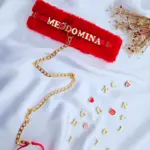 Coleira Choker BDSM de Pelúcia Vermelha personalizável macia para casais