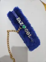 Coleira Choker BDSM de Pelúcia Azul Escuro Personalizável - Imagem 3