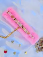 Coleira Choker BDSM de Pelúcia Rosa Personalizável - Imagem 2
