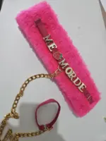 Coleira Choker BDSM de Pelúcia Pink Personalizável - Imagem 3